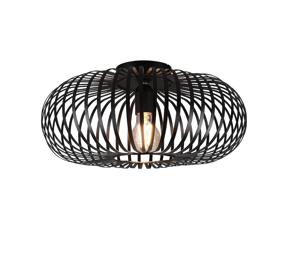 Plafoniera ellisse, metallo, nero, D 40 cm, Johann