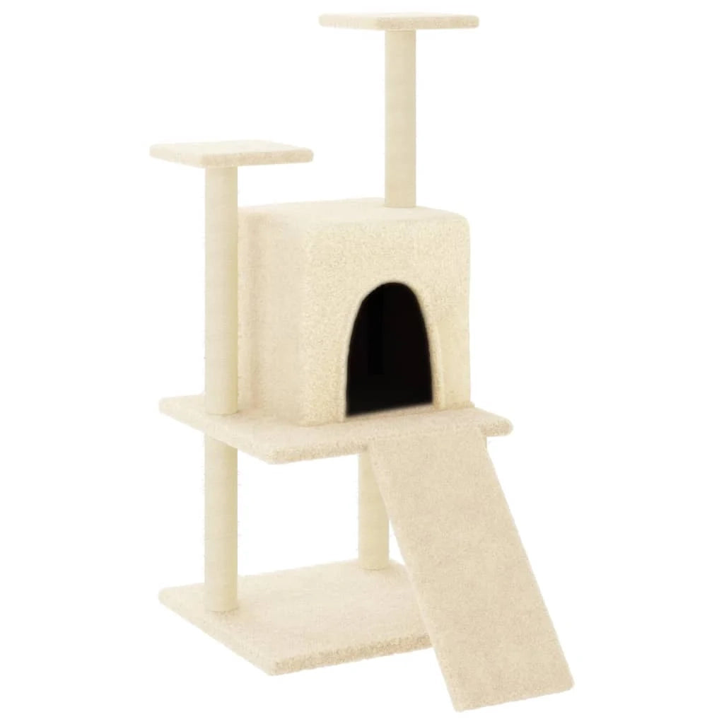 Tiragraffi per gatti torre per arrampicata giocattolo piattaforma per arrampicata con tiragraffi in sisal 110 cm crema 02_0022457