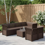 Divano da Giardino 7 Posti Aspetto Rattan PP Marrone 3444139