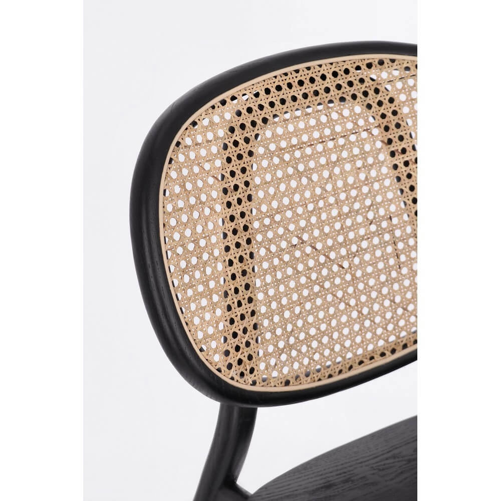 Sedia in Legno di Olmo con Schienale in Rattan Intrecciato - ELOISE