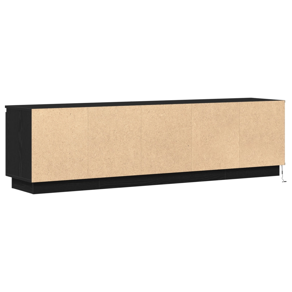 Mobile TV  con LED Nero Rovere 180x38x49 cm Legno ingegnerizzato