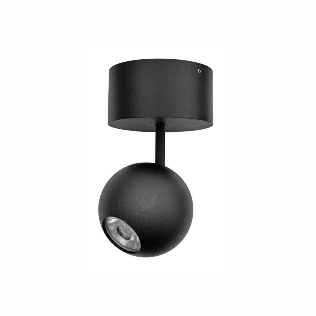 Faretto LED da Soffitto Bora Surface 8,5W 36º 2700K Nero Opaco, Faro Sferico Orientabile Alta Resa Cromatica - Beneito & Faure