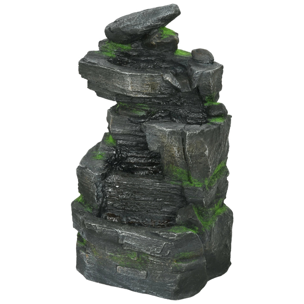 Fontana da Giardino ¨C zephmum ¨C Effetto Pietra 4 Livelli LED a Energia Solare 57cm Resina