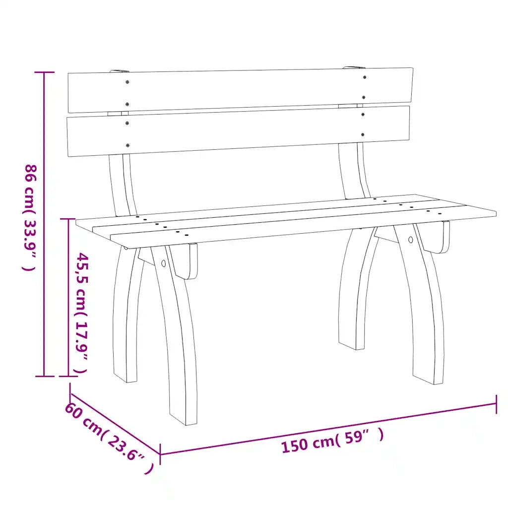 Panchina da Giardino | Panca da Giardino 150 cm in Legno di Pino Impregnato
