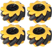 Ruote Mecanum Omnidirezionali in Gomma - 48mm - 2 Pezzi - Giallo/Nero - Resistenti allo Shock - Ruote Robotizzate
