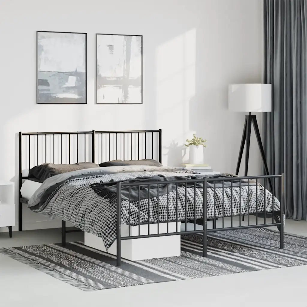 Giroletto con Testiera e Pediera Metallo Nero 135x190 cm 350881