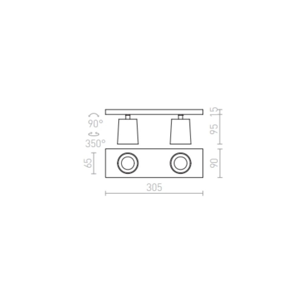 Faretto KENNY II plafoniera/applique  alluminio pettinato/nero 230V GU10 2x35W