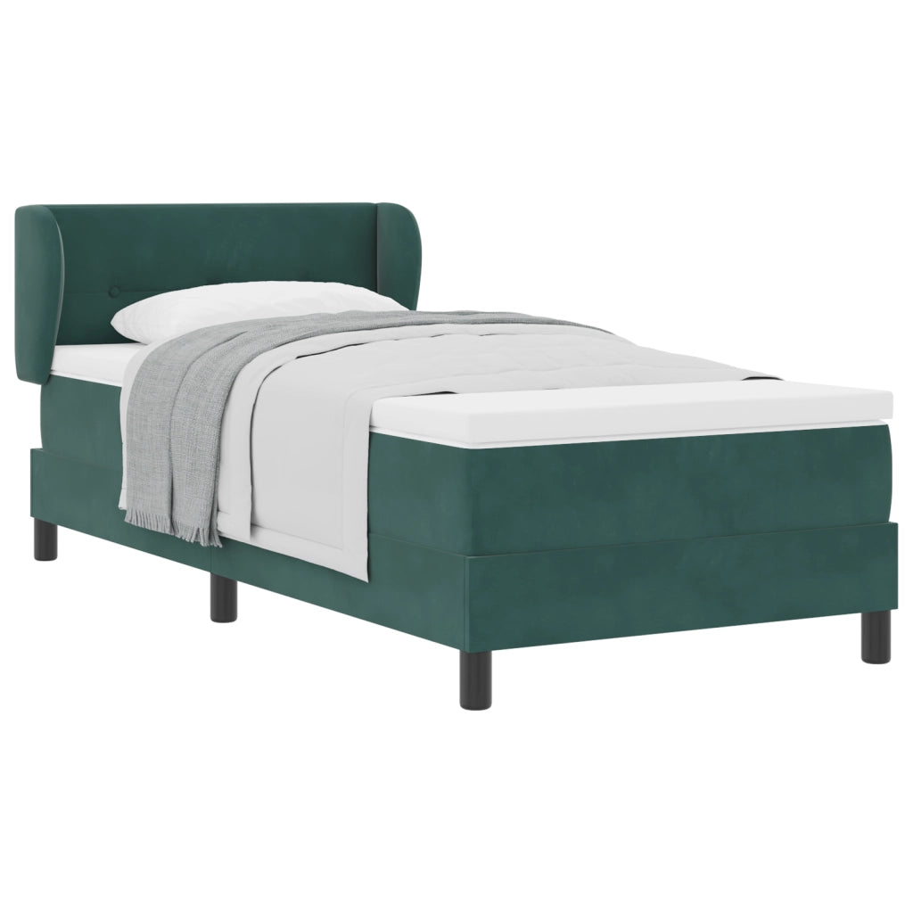 Letto Box Spring con Materasso Verde Scuro 80x200 cm in Velluto -