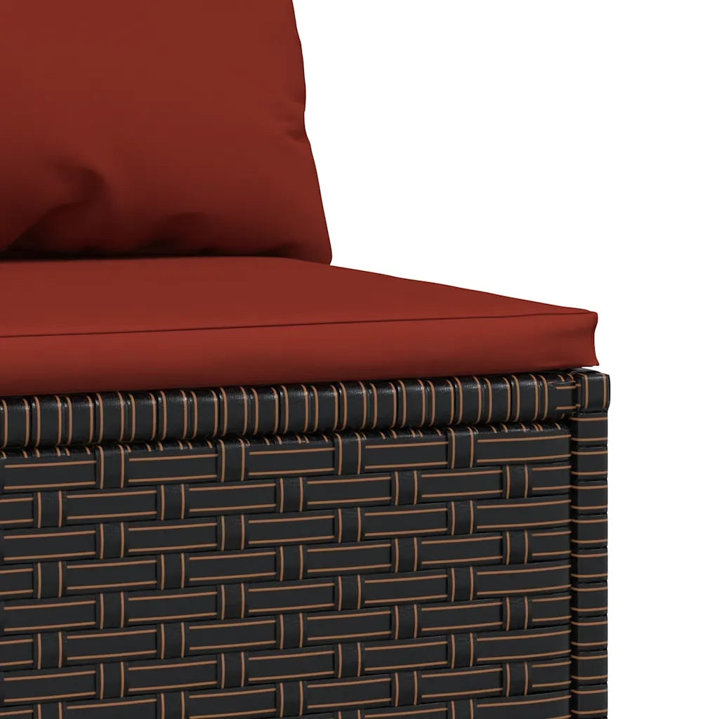 Divano Centrale da Giardino con Cuscini in Polyrattan Marrone 319817