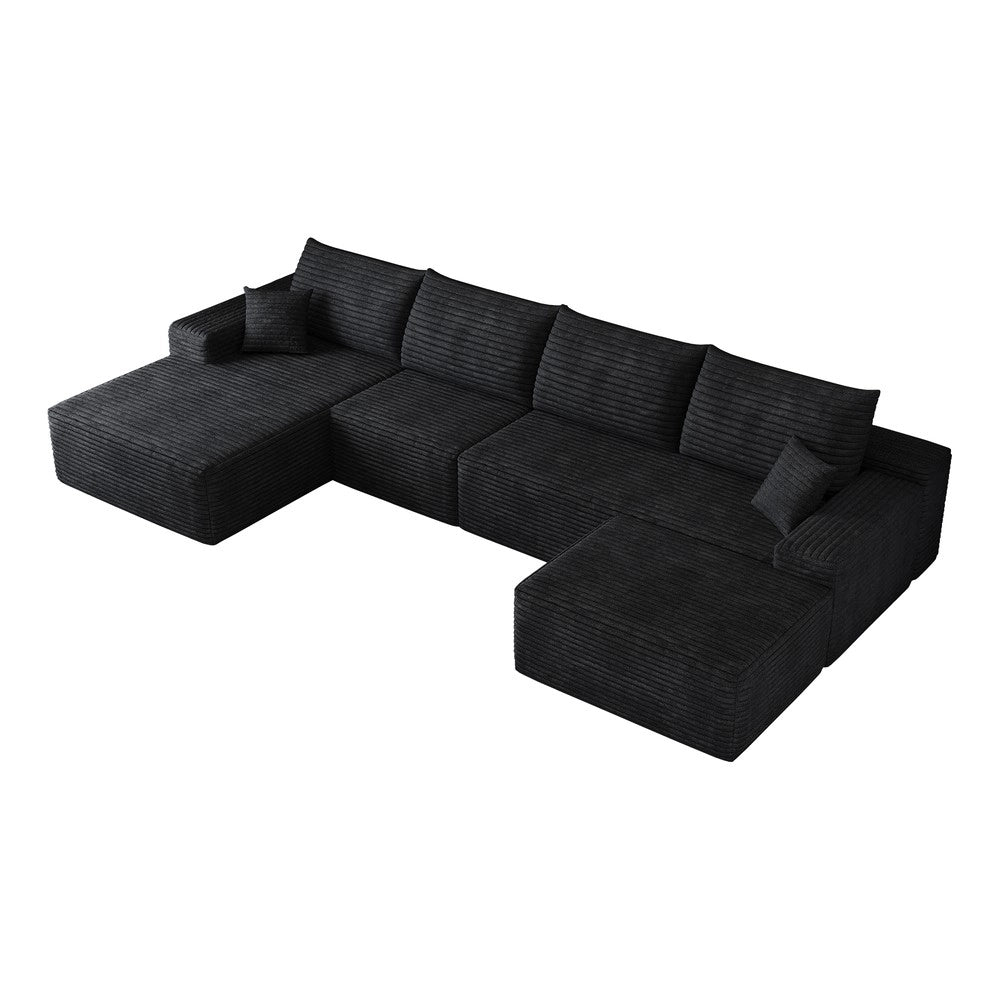 Divano angolare modulare con Chaise Longue ¨C Minimal ¨C nero, 340cm