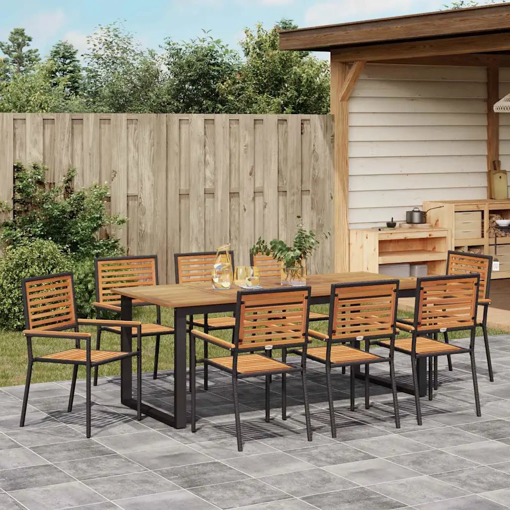 Set da Pranzo per Giardino 9 pcs Nero Legno di Acacia Massello 3365469