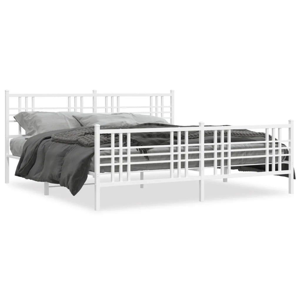 Giroletto con Testiera e Pediera-Struttura Letto Metallo Bianco 200x200 cm 997864