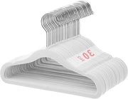 Anti-slip hangers per bambino in flanella - appesi per bambino spaziali - 30 pezzi - bianchi - 28 cm