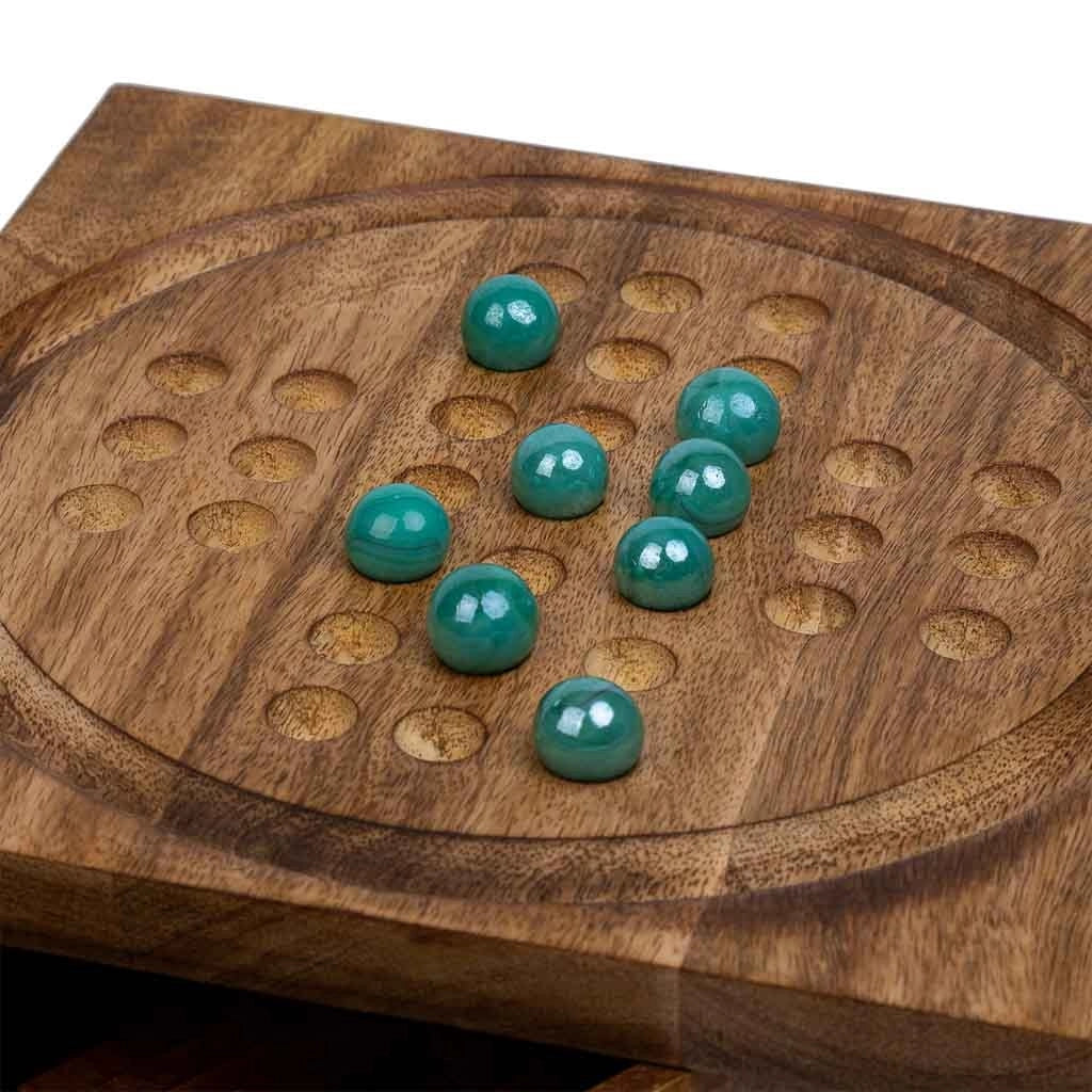 Gioco 5 in 1 (3 di fila+Domino+dadi+2 carte+solitario) in scatola legno marrone 23x23xh