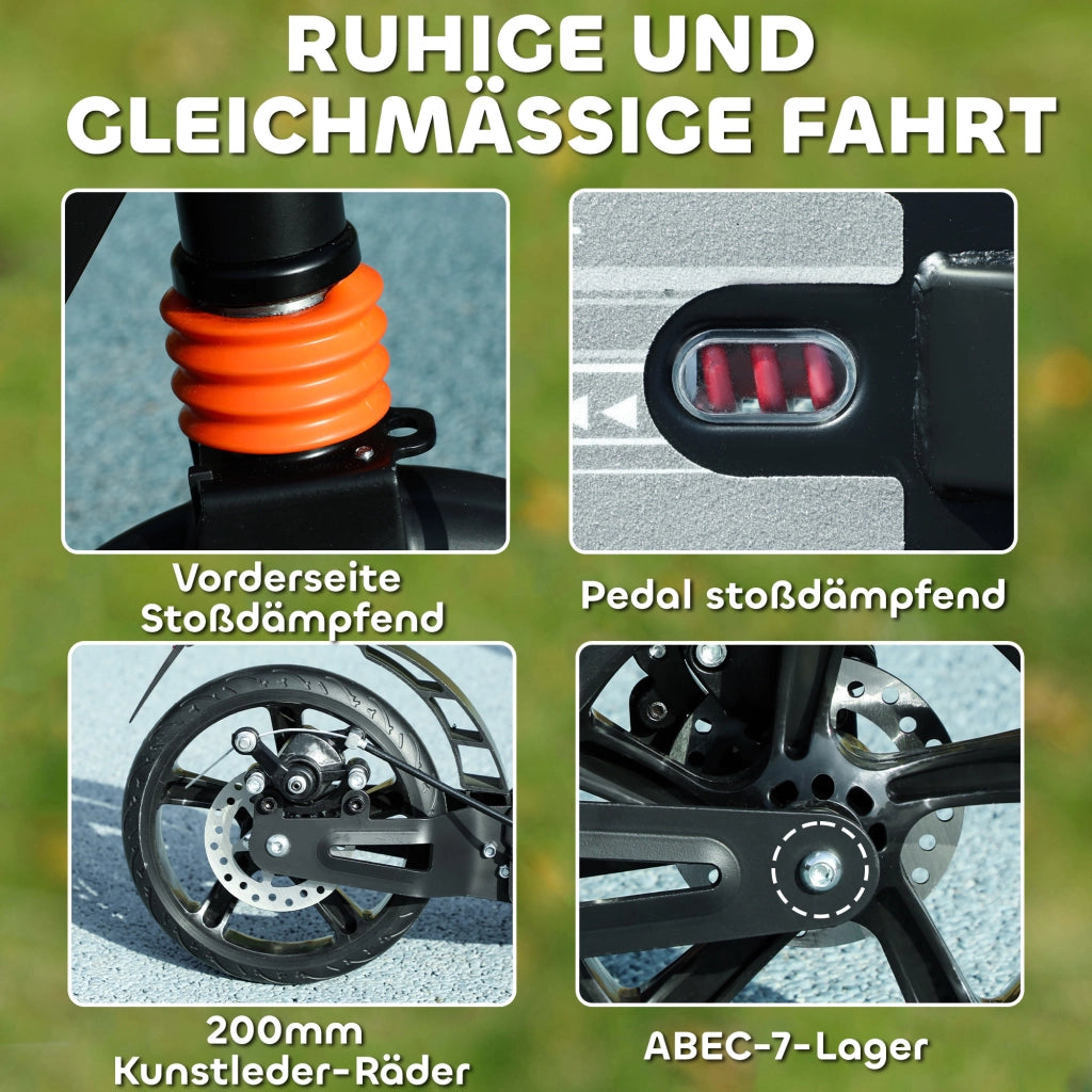 Monopattino Pieghevole ¨C Xylo ¨C Nero, Regolabile 88-103cm, Per Bambini 6-12 Anni