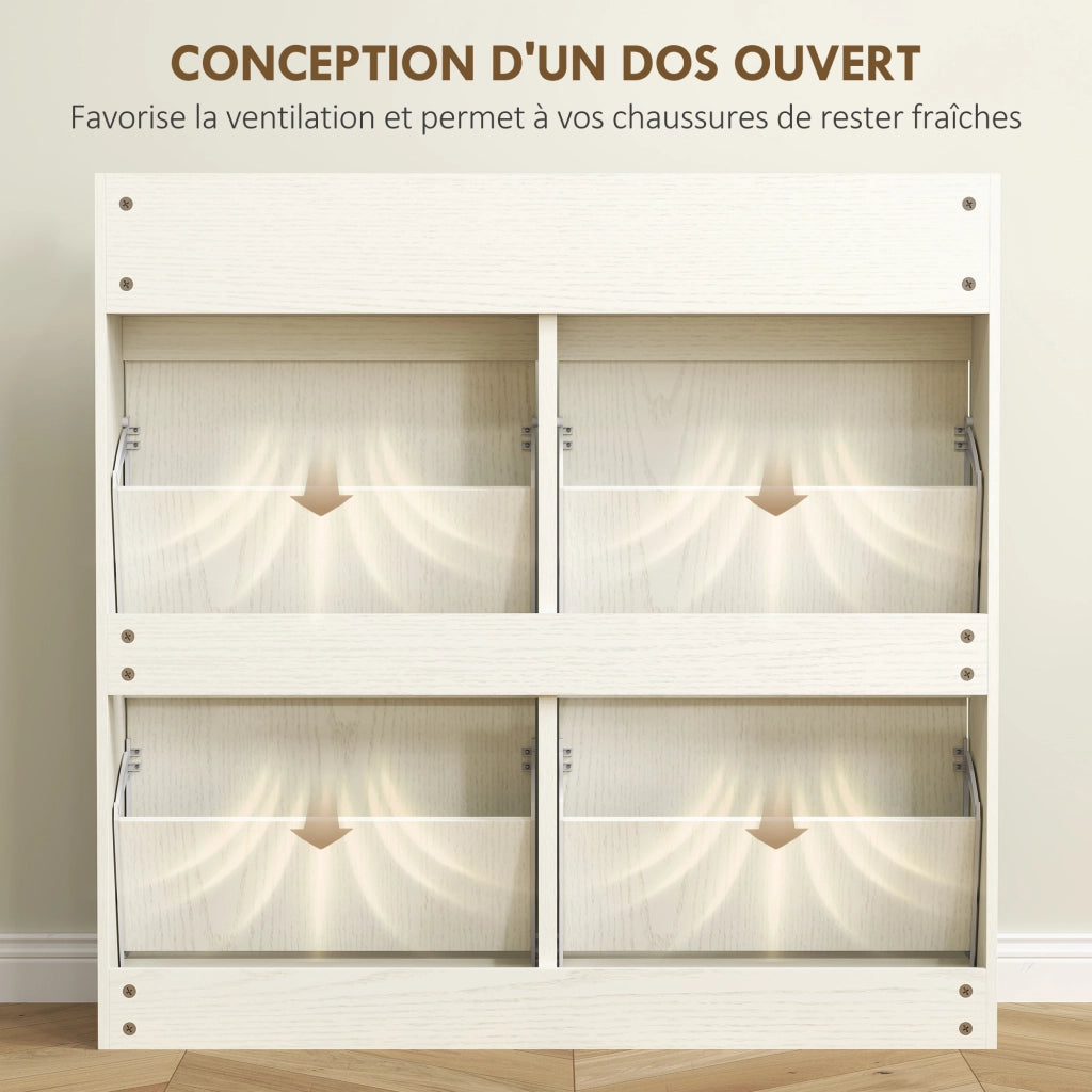 Scarpiera con 8 scomparti e 6 cassetti ¨C zephmum ¨C bianco 98x19x95 cm