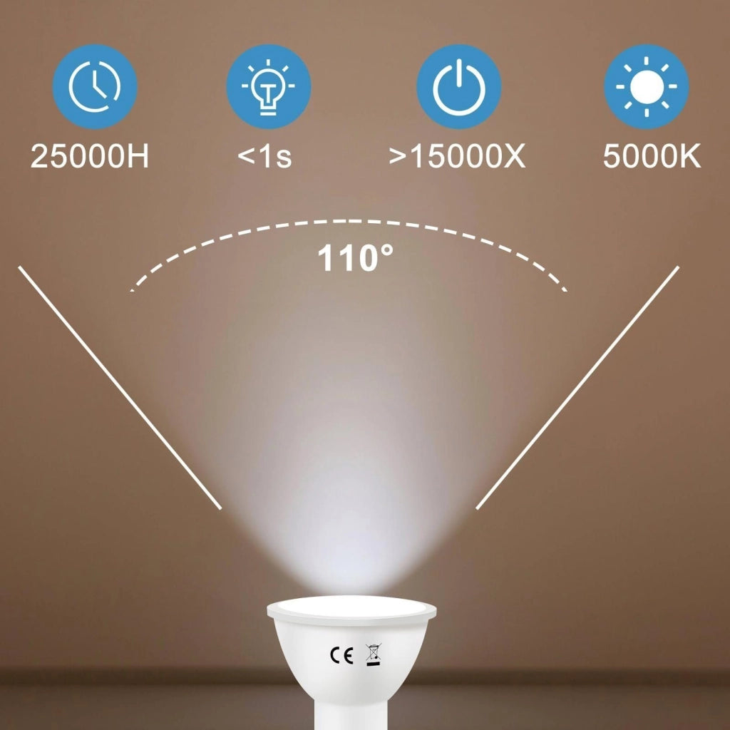 ZMH Confezione da 6 Lampadine LED GU10 Bianco Freddo 6W 5000K Angolo del Fascio 110°Riflettore