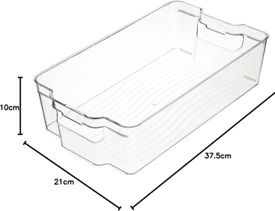 Cassetto di archiviazione con maniglia, grande contenitore in plastica trasparente per in cassetti o frigorifero, contenitore per alimenti senza coperchio