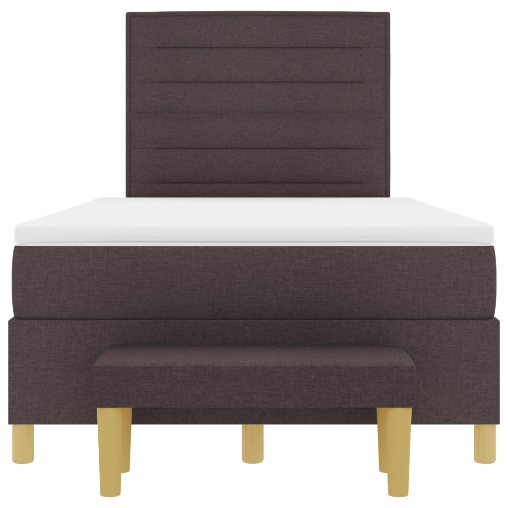 Letto con Sommier con Materasso e Panchina Marrone Scuro 120x200 cm Tessuto