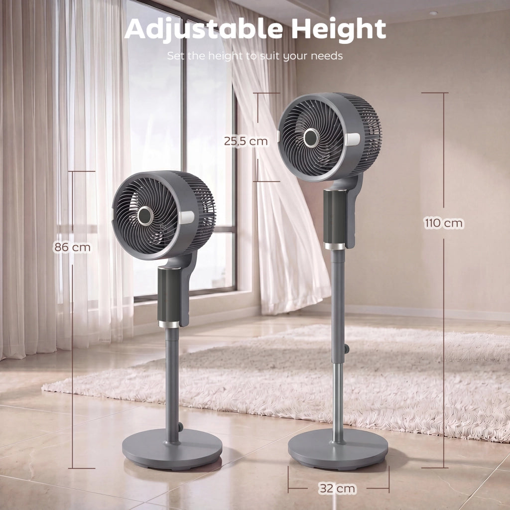 Ventilatore da pavimento con telecomando e timer ¨C zephmum ¨C Grigio 8 velocit¨¤ oscillante