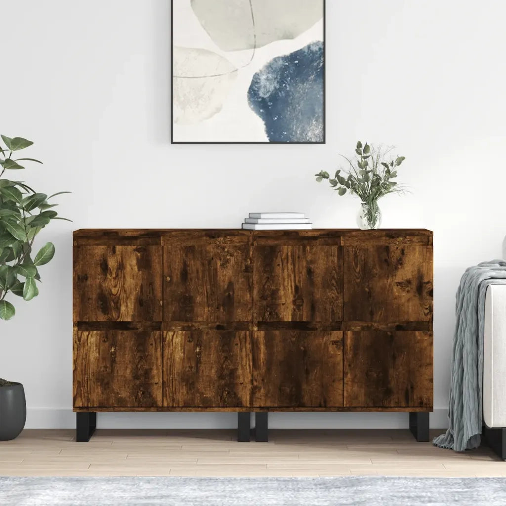 Credenze 2 pz Rovere Fumo in Legno Multistrato 3190186
