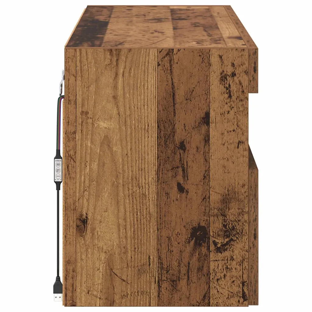 Mobile TV da parete con LED Legno vecchio 80 x 30 x 40 cm