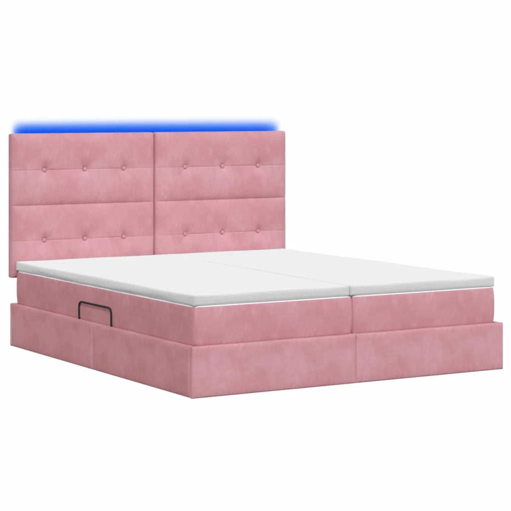 Letto con contenitore LED e materasso Rosa 180 x 200 cm Velluto 3460271