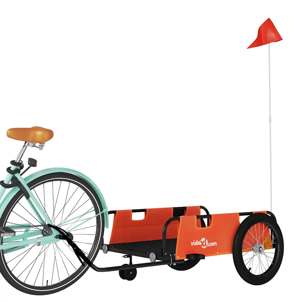 Rimorchio da Bici Arancione e Nero in Tessuto Oxford e Ferro 94194