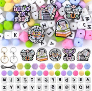10 set di perle in silicone per la creazione di anelli per chiavi personalizzati con lettere in perle - artigianato DIY in colori leggeri