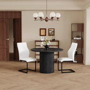 Tavolo da Pranzo Rotondo con 2 Sedie ¨C MINIMAL ¨C MDF Nero, Gambe Cilindriche, 100 cm