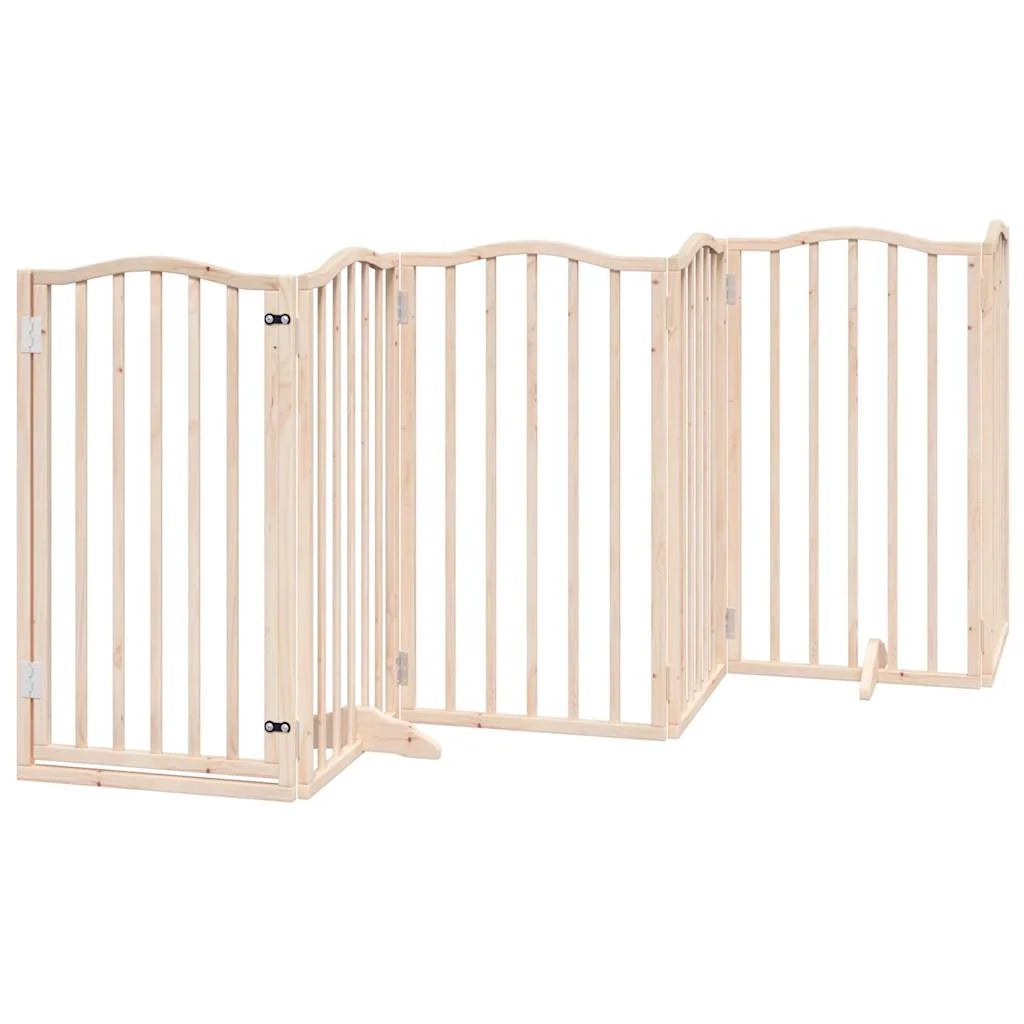 Cancelletto di sicurezza per animali domestici porta pieghevole 12 pannelli legno di pioppo marrone 02_0023159