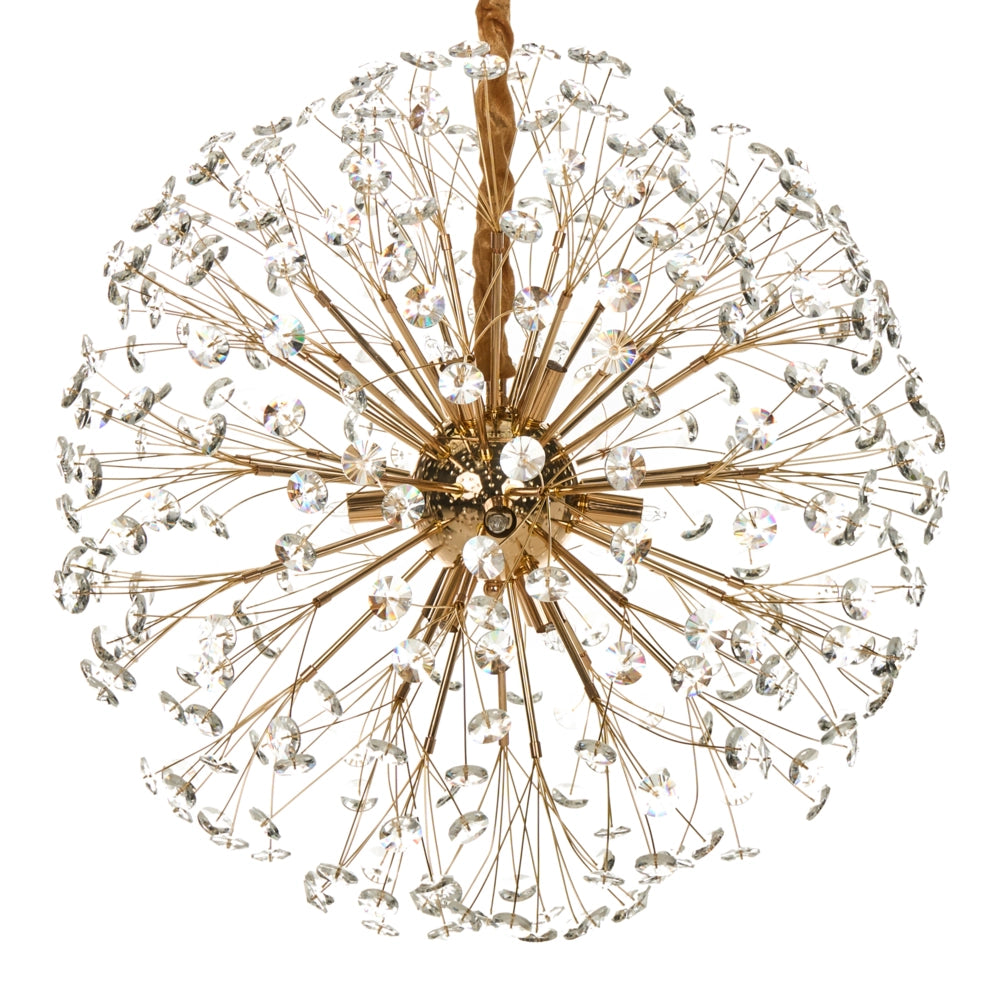 Lampadario in ottone, metallo e cristalli di vetro ⌀ 60 cm Lampada a sospensione stile glamour