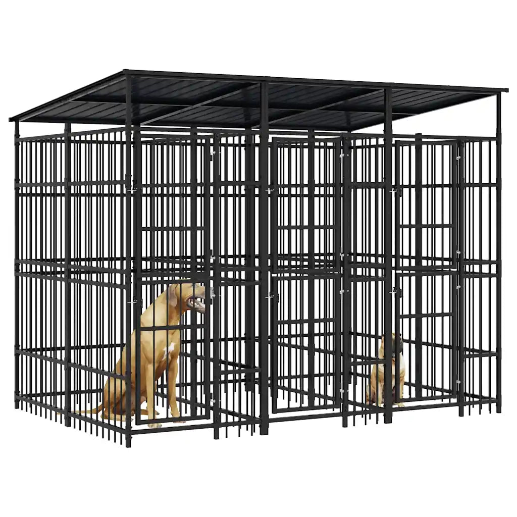 Gabbia per Cani da Esterno con Tetto in Acciaio 5,53 mÂ² cod mxl 44262