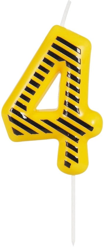 Candela per compleanni per automobili tema - decorazione per torta - cifre 4 - candele per compleanni - avvertenza di sicurezza - dimensioni 7x4 cm