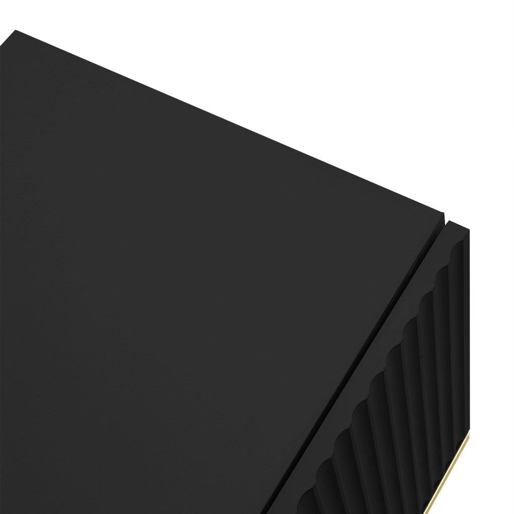 Mobile TV 165x36x55 cm; 2 vani e 2 cassetti con apertura a pressione; pannello truciolare nero e oro