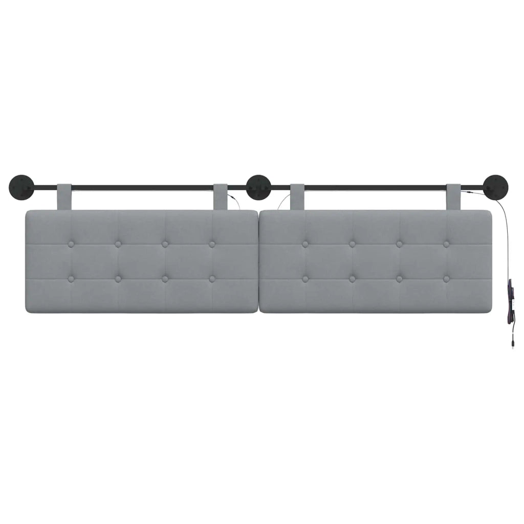 Testiera sospesa Con luce LED Grigio Chiaro Tessuto 3424471
