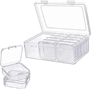 Set di contenitori in plastica trasparente con coperchio per piccoli oggetti - 15 contenitori - Box di 54 x 54 x 20 mm