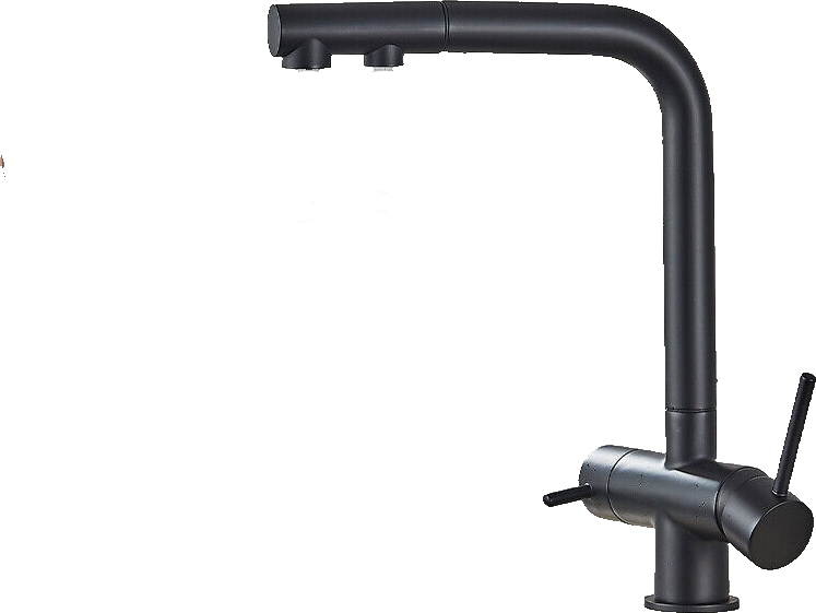 Felix | Rubinetto estensibile 3 vie premium nero opaco | Rubinetto cucina osmosi acciaio inossidabile |Miscelatore - 360 gradi |Filtra 3 connessioni