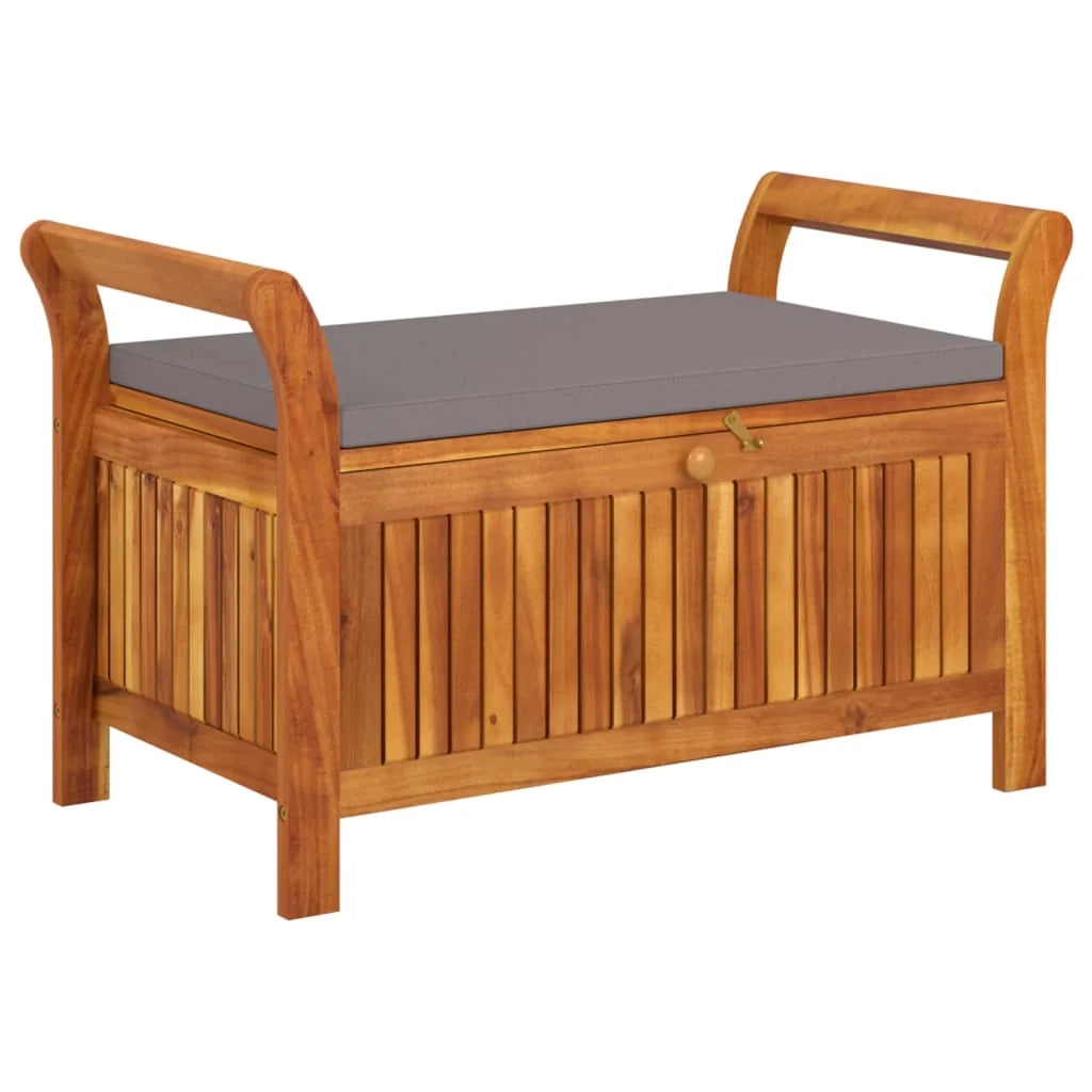 Panca da giardino mobili da esterno per patio contenitore da giardino con cuscino 91 cm legno di acacia 02_0011809