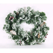 Trade Shop - Ghirlanda Di Natale Innevata Vischio Pigna Bacche Rosse Bianca 40 Cm Decorazioni -