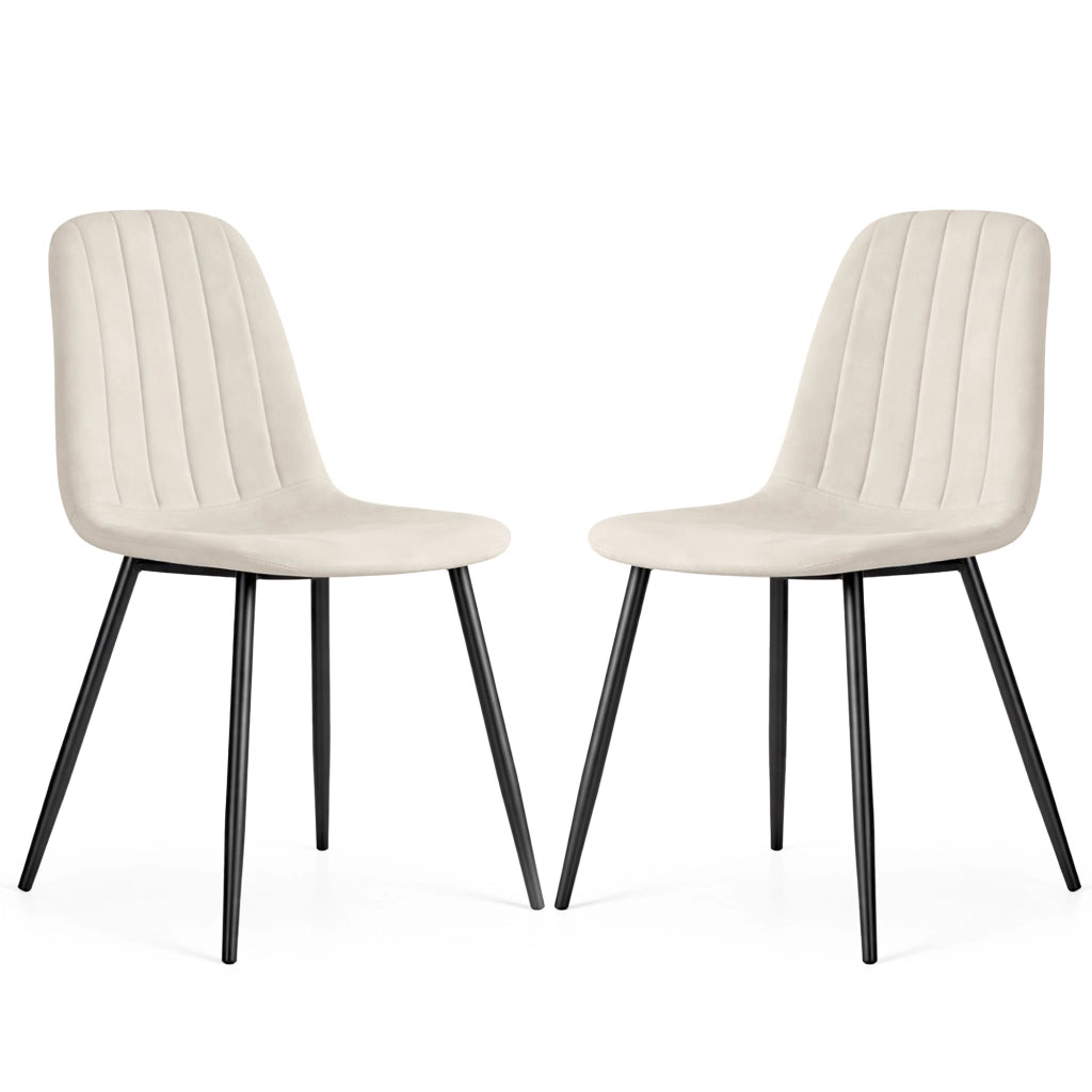 Set di 2 Sedie in velluto trapuntate LUMO Beige gambe nere