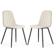 Set di 2 Sedie in velluto trapuntate LUMO Beige gambe nere