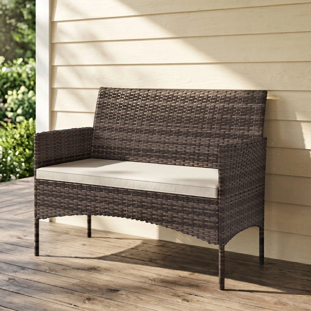 Divano 2 posti in rattan per esterno ¨C zephmum ¨C grigio, tessuto, 90x90x85
