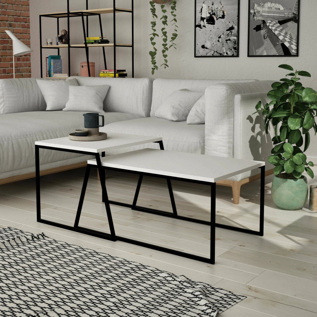 Tavo, Tavolino da Salotto Forma Rettangolare, 50x88x38h cm Bianco