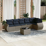 Set Divani da Giardino 7 pz con Cuscini Grigio in Polyrattan 3221400
