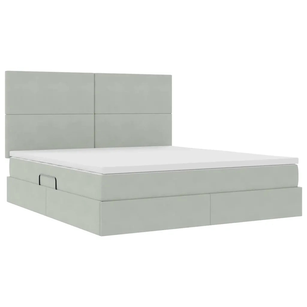 Letto con contenitore e materasso Grigio chiaro 180 x 200 cm