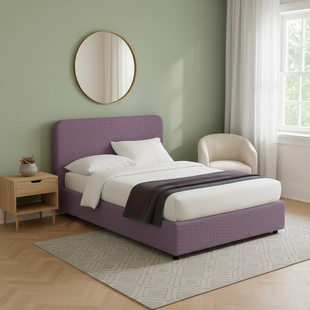 Slough, Letto Singolo Sfoderabile Made in Italy, Viola Lilla