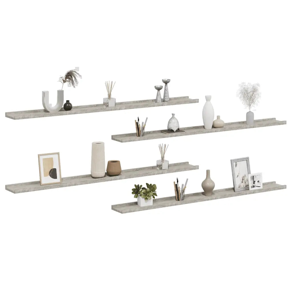 Mensole da Parete 4 pz Grigio Cemento 115x9x3 cm 326708