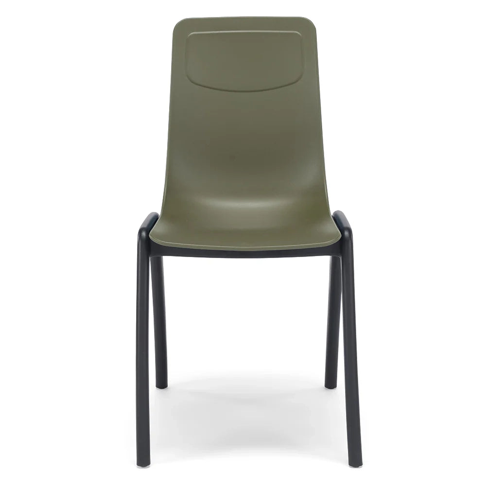 Set 4 sedie in tecnopolimero Dalia L colore Verde Oliva, 100% MADE IN ITALY, gambe Antracite, impilabile, design moderno ideale per sala da pranzo, cucina, soggiorno, ufficio, camera per bambini
