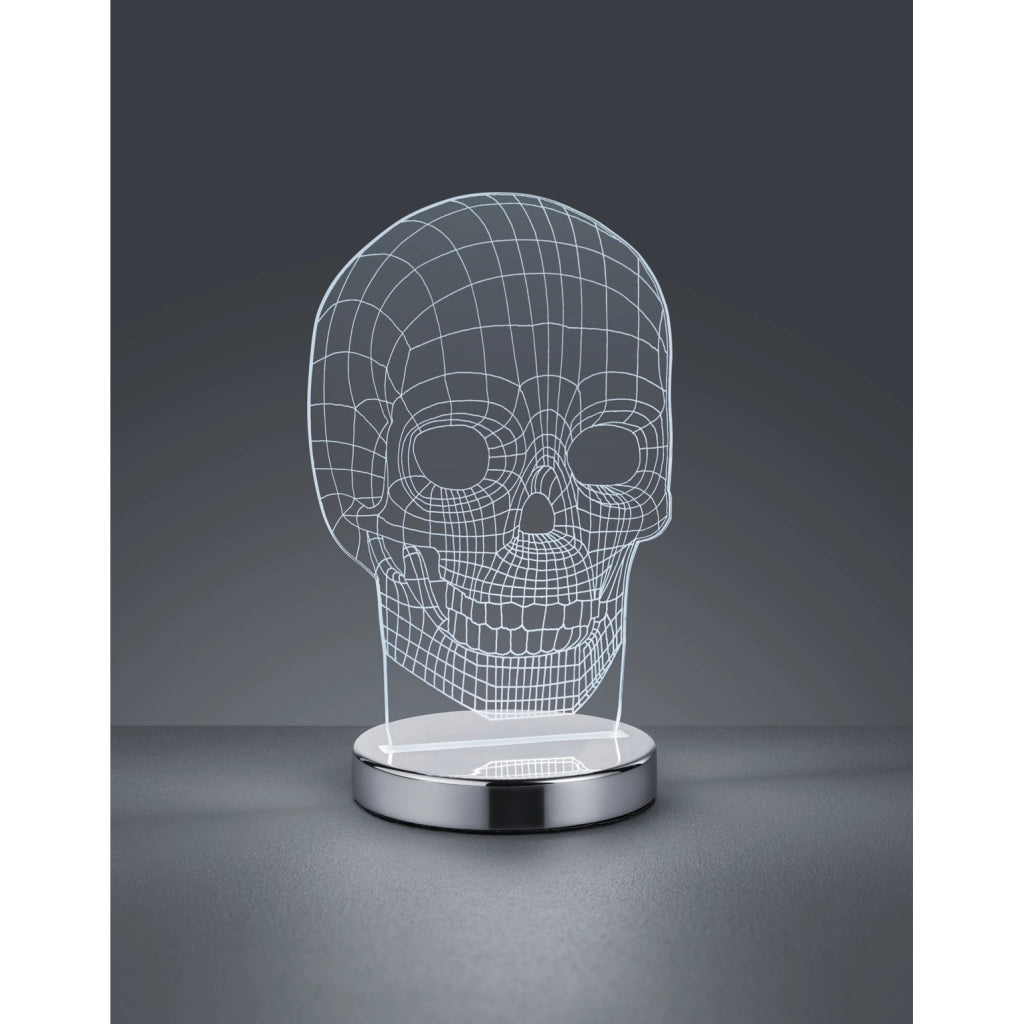 LAMPADA LED DA TAVOLO SKULL 7W H22CM CROMO.